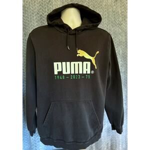 Puma Limited Edition 75th Anniversary Hoodie Men’s Size L Fleece Black Gold Puma